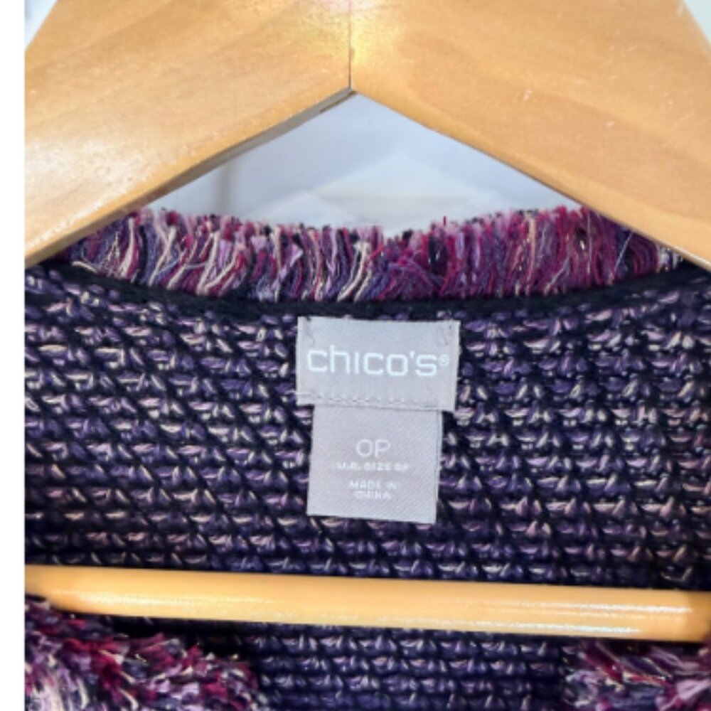 Chico's Designer Ombre Fringe Cardigan Boho Chic 0 Petite - Picture 4 of 7